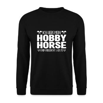 Hobby Horse Pferde Steckenpferd Geschenk - Unisex Pullover - Schwarz - Vorne - Alina (178cm) & Michal (187cm)