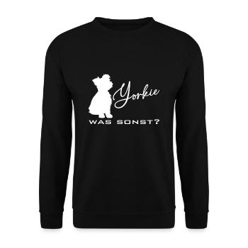 Yorkshire Terrier Yorkie Silhouette - Unisex Pullover - Schwarz - Vorne - Alina (178cm) & Michal (187cm)