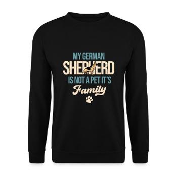 Mein Deutscher Schäferhund ist kein Haustier, es ist Familienhund Lo - Unisex Pullover - Schwarz - Vorne - Alina (178cm) & Michal (187cm)