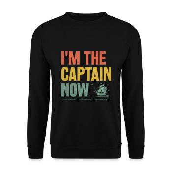 Ich bin jetzt der Kapitän Paddelboot - Unisex Pullover - Schwarz - Vorne - Alina (178cm) & Michal (187cm)