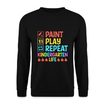 Paint Play Repeat Kindergarten Life School Teacher - Unisex Sweatshirt - black - Front - Alina (178cm) & Michal (187cm)