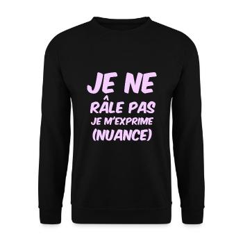 je ne râle pas je m'exprime (nuance) - Sweat-shirt Unisexe - noir - Devant - Alina (178cm) & Michal (187cm)