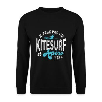 je peux pas jai kitesurf et apéro Humour kite surf - Sweat-shirt Unisexe - noir - Devant - Alina (178cm) & Michal (187cm)