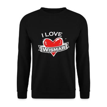 Wismar - Ich liebe Stadtnamen in Tattoo Stil - Unisex Pullover - Schwarz - Vorne - Alina (178cm) & Michal (187cm)