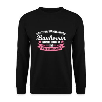 Bauherrin Bauherr Bauherrinnen Geschenk - Unisex Pullover - Schwarz - Vorne - Alina (178cm) & Michal (187cm)