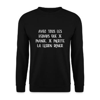 avec tous les kebabs que je mange - Sweat-shirt Unisexe - noir - Devant - Alina (178cm) & Michal (187cm)