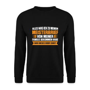 Meister Prüfung Meister Prüfung Geschenk - Unisex Pullover - Schwarz - Vorne - Alina (178cm) & Michal (187cm)