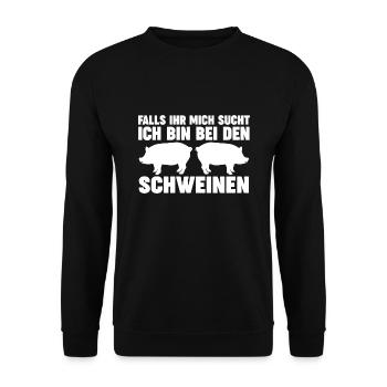 Schweine Schwein Schweinehalter Geschenk - Unisex Pullover - Schwarz - Vorne - Alina (178cm) & Michal (187cm)
