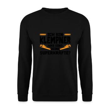 Klempner Beruf Installateur Geschenk - Unisex Pullover - Schwarz - Vorne - Alina (178cm) & Michal (187cm)