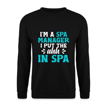 Gestionnaire de SPA Emploi Bien-être Drôle Gestion de SPA Sayi - Sweat-shirt Unisexe - noir - Devant - Alina (178cm) & Michal (187cm)