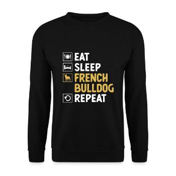 Eat Sleep French Bulldog Repeat Frenchie Dog Lover - Unisex Sweatshirt - black - Front - Alina (178cm) & Michal (187cm)