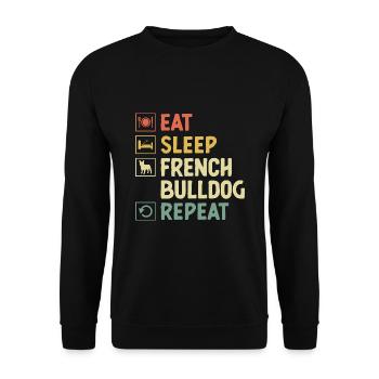 Eat Sleep French Bulldog Repeat Frenchie Dog Lover - Unisex Sweatshirt - black - Front - Alina (178cm) & Michal (187cm)