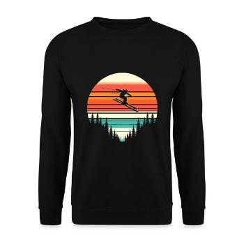 Retro Skiing Skier Ski Winter Sports Skis - Unisex Sweatshirt - black - Front - Alina (178cm) & Michal (187cm)