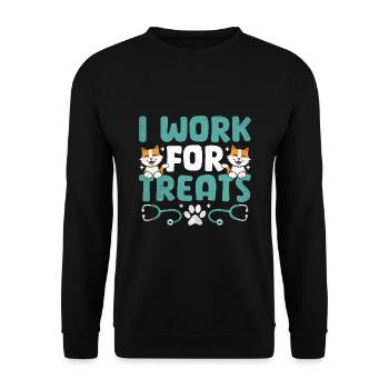 I Work For Treats Verterinarian Animal Lover - Unisex Sweatshirt - black - Front - Alina (178cm) & Michal (187cm)