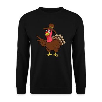 Thanksgiving Erntedankfest Truthahn Pute Pilger - Unisex Pullover - Schwarz - Vorne - Alina (178cm) & Michal (187cm)