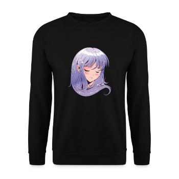 Anime Kopf Girl - Unisex Pullover - Schwarz - Vorne - Alina (178cm) & Michal (187cm)