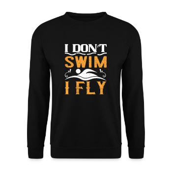 Schwimmen Wasser Spruch Schwimmer - Unisex Pullover - Schwarz - Vorne - Alina (178cm) & Michal (187cm)