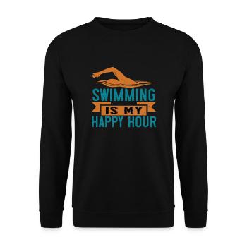 Schwimmen Wasser Spruch Schwimmer - Unisex Pullover - Schwarz - Vorne - Alina (178cm) & Michal (187cm)