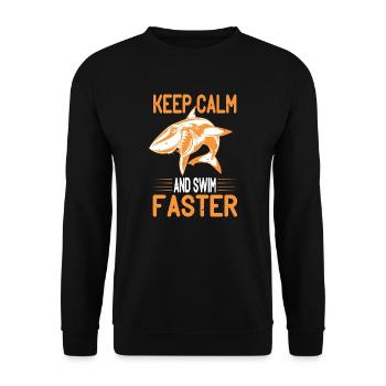 keep calm and swim faster - Unisex Sweatshirt - black - Front - Alina (178cm) & Michal (187cm)