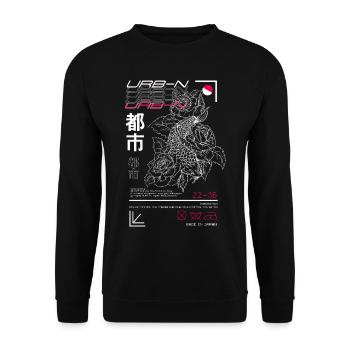 Japanischer Art Style Koi Fisch Urban - Unisex Pullover - Schwarz - Vorne - Alina (178cm) & Michal (187cm)