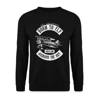 Sportflugzeug Hobby, Fliegen Pilot Doppeldecker - Unisex Pullover - Schwarz - Vorne - Alina (178cm) & Michal (187cm)