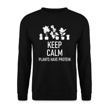 Keep calm plants have protein graphic - Unisex Sweatshirt - black - Front - Alina (178cm) & Michal (187cm)