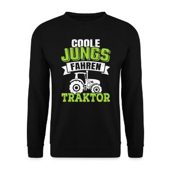 Coole Jungs fahren Traktor Landwirt Bauernhof - Unisex Pullover - Schwarz - Vorne - Alina (178cm) & Michal (187cm)