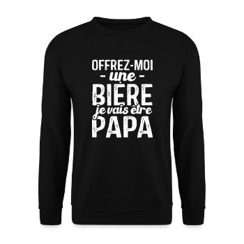 Offrez moi une bière je vais être papa - Sweat-shirt Unisexe - noir - Devant - Alina (178cm) & Michal (187cm)