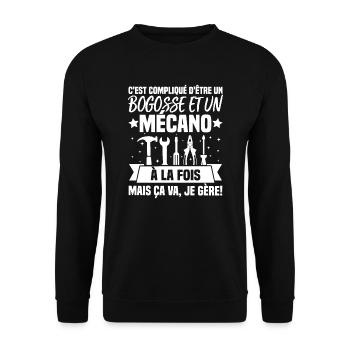 Un bogosse et un mécano - Sweat-shirt Unisexe - noir - Devant - Alina (178cm) & Michal (187cm)