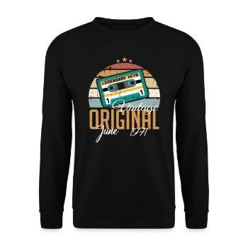 Original June 1971 born Born 1971 Retro - Unisex Sweatshirt - black - Front - Alina (178cm) & Michal (187cm)