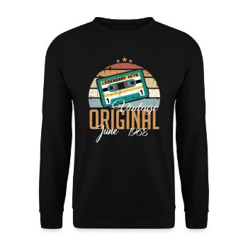 Original Juni 1968 geboren Jahrgang 1968 Retro - Unisex Pullover - Schwarz - Vorne - Alina (178cm) & Michal (187cm)