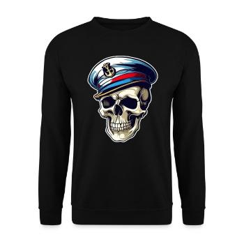 Grinning skull with captain's cap - Unisex Sweatshirt - black - Front - Alina (178cm) & Michal (187cm)