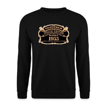 Oldtimer Special Edition 1955 Geburtstag Jahrgang - Unisex Pullover - Schwarz - Vorne - Alina (178cm) & Michal (187cm)