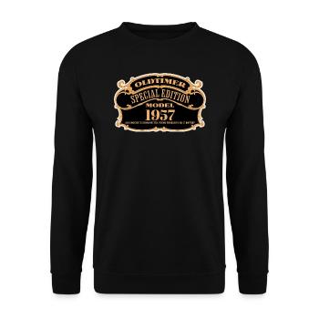 Oldtimer Special Edition 1957 Geburtstag Jahrgang - Unisex Pullover - Schwarz - Vorne - Alina (178cm) & Michal (187cm)