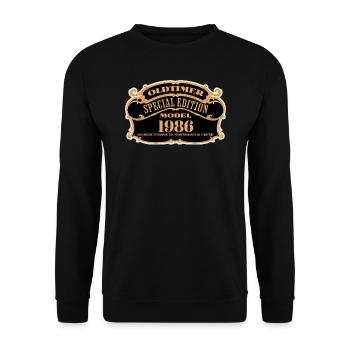 Oldtimer Special Edition 1986 Geburtstag Jahrgang - Unisex Pullover - Schwarz - Vorne - Alina (178cm) & Michal (187cm)