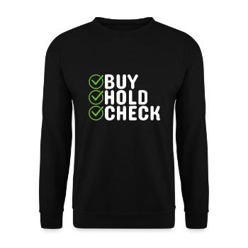 Échangez de la sagesse Acheter et conserver et vérifier - Sweat-shirt Unisexe - noir - Devant - Alina (178cm) & Michal (187cm)