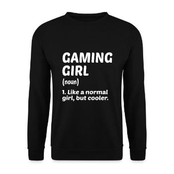 Gaming Girl Noun Definition Video Game Player Gami - Unisex Pullover - Schwarz - Vorne - Alina (178cm) & Michal (187cm)