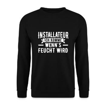 Installateur Beruf Klempner Geschenk - Unisex Pullover - Schwarz - Vorne - Alina (178cm) & Michal (187cm)