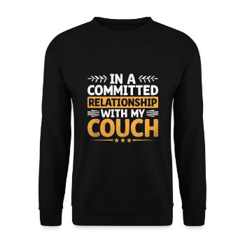 Dans une relation engagée avec mes dictons de canapé - Sweat-shirt Unisexe - noir - Devant - Alina (178cm) & Michal (187cm)