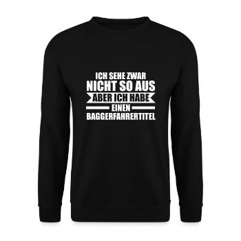 Baggerfahrer Job Baumaschine Geschenk - Unisex Pullover - Schwarz - Vorne - Alina (178cm) & Michal (187cm)