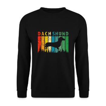 Dackel Retro-Design Dackel Geschenk - Unisex Pullover - Schwarz - Vorne - Alina (178cm) & Michal (187cm)
