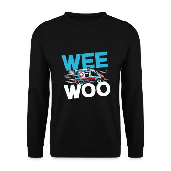 Wee Woo Ambulancier Ambulanciers Paramédicaux EMS Paramedic - Sweat-shirt Unisexe - noir - Devant - Alina (178cm) & Michal (187cm)