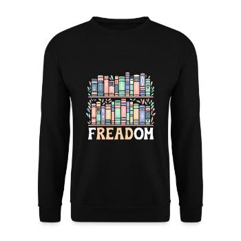 Freadom Livre Lecture Livres Rat de Bibliothèque Bibliophile - Sweat-shirt Unisexe - noir - Devant - Alina (178cm) & Michal (187cm)