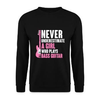Ne sous-estimez jamais une fille qui joue de la basse - Sweat-shirt Unisexe - noir - Devant - Alina (178cm) & Michal (187cm)