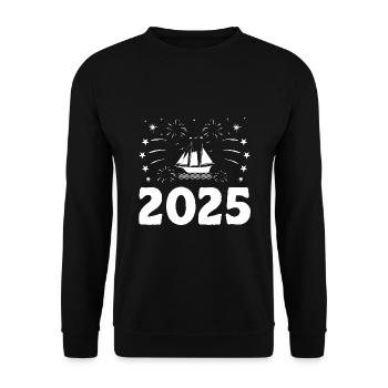 Neujahrsthema Paddelboot - Unisex Pullover - Schwarz - Vorne - Alina (178cm) & Michal (187cm)