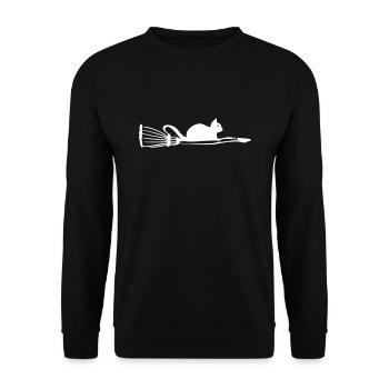 Chat avec balai - Sweat-shirt Unisexe - noir - Devant - Alina (178cm) & Michal (187cm)