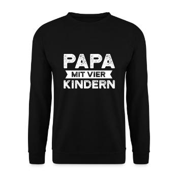 Papa 4 Kinder Vater Geschenk - Unisex Pullover - Schwarz - Vorne - Alina (178cm) & Michal (187cm)