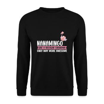 Oma Flamingo Faultier Mama Oma Geschenk - Unisex Pullover - Schwarz - Vorne - Alina (178cm) & Michal (187cm)
