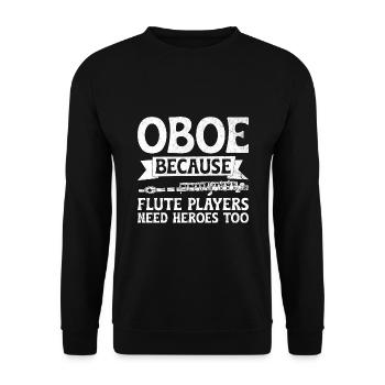 Joueur de hautbois Hautbois Basoonist Marching Band Instrumen - Sweat-shirt Unisexe - noir - Devant - Alina (178cm) & Michal (187cm)