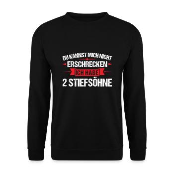 Stiefpapa 2 Stiefsöhne Stiefsöhne Geschenk - Unisex Pullover - Schwarz - Vorne - Alina (178cm) & Michal (187cm)